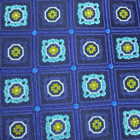 Ted Baker London Mens 100% Silk Jacquard Necktie Blue Turquoise Green Geometric - Picture 3 of 10